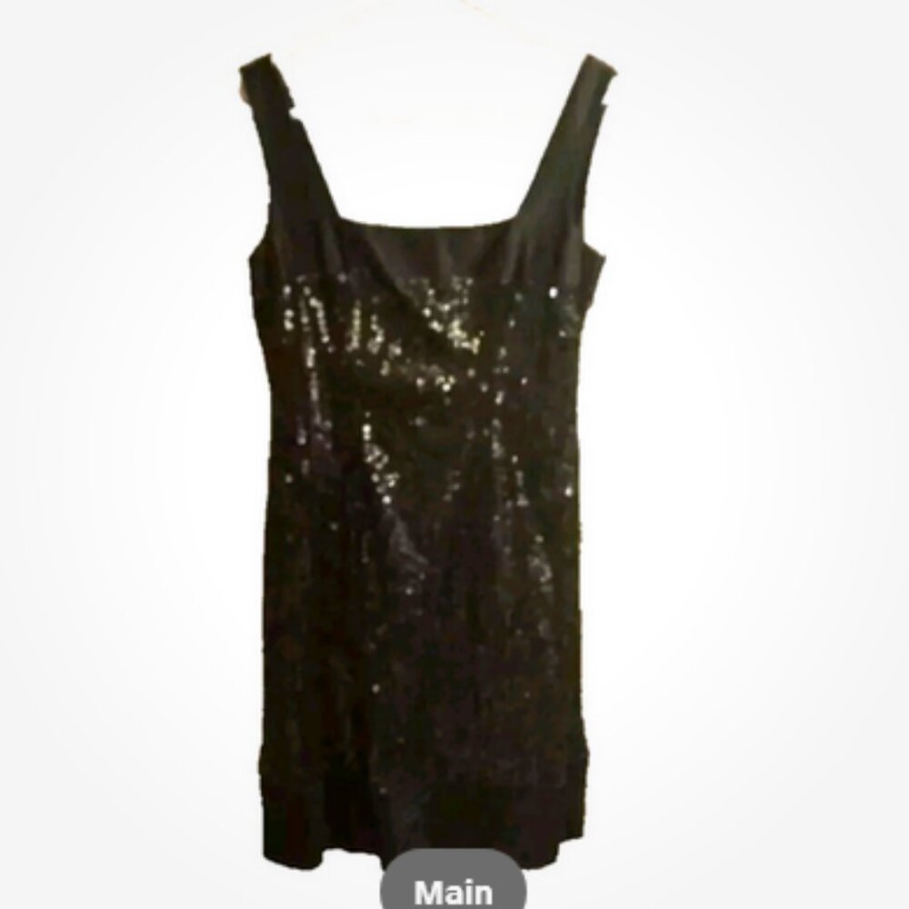 Jones New York Black Sequin Sleeveless Dress Size 10 Women’s Evening Cocktail